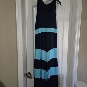 Sleeveless Maxi Dress in Black and Blue